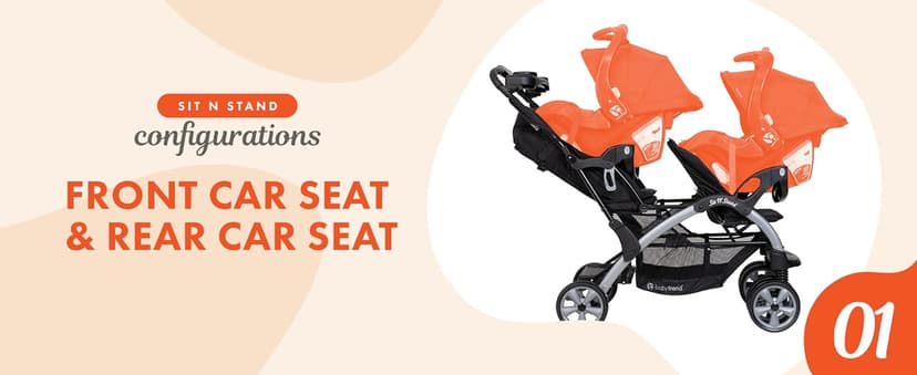 Baby Trend Infant and Toddler Double Stroller & Car Seat Combo, 2 Pc Set, Khaki - Portable and Lightweight Stroller Duo and Car Seat Travel System Tandem