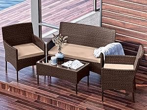 Nestl Chaise Lounge Chair Outdoor Set of 2, Wicker Patio Lounge Chair, Outdoor Lounge Chair with Reclining Backrest