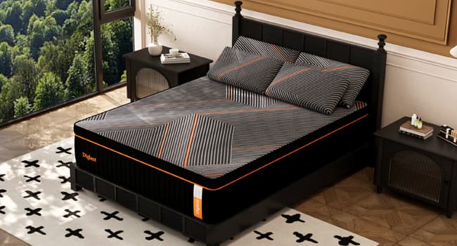 DIGLANT King Mattress,14 Inch Plush Hybrid Mattress, Black Memory Foam with Individually Pocket Coils Mattress King Size in Box, Euro Top Mattress for Pressure Relief,Balanced Support, 76"*80"