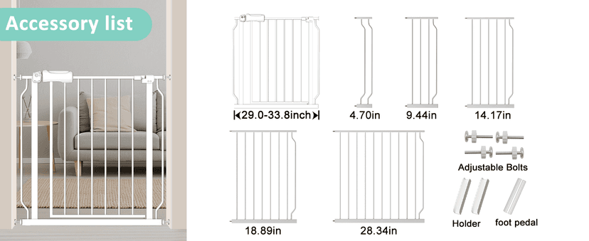 ALLAIBB Extra Wide Pressure Mounted Baby Gate Walk Through Child Kids Safety Toddler Tension White Long Large Pet Dog Gates with Extension for doorways Kitchen (57.48-62.20"/146-158cm, Black)