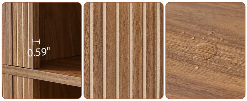 Console Table with 3-Tier Open Storage, 63" Arched Entryway Table with Carved Fluted Panels, Rectangular Wooden Sofa Table for Living Room, Hallway, or Behind Couch (1, Walnut)