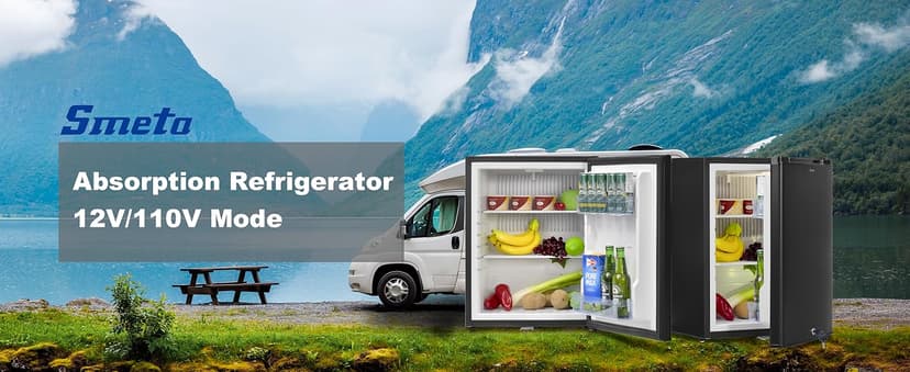 SMETA 12 Volt Refrigerator 12v 1.2 cuft RV Mini Fridge with Lock Truck Refrigerator DC 12V|110V Compact Small Fridge for Freightliner Cascadia Wheeler Trucker Drivers, Camper, Boat, Marine