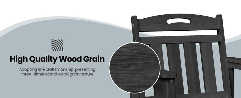 HDPE Outdoor Dining Set, 7 Piece Patio Table and Chairs Set with 2" Umbrella Hole, All Weather Patio Furniture for 6 Person in Garden, Backyard, Deck | Matte Black