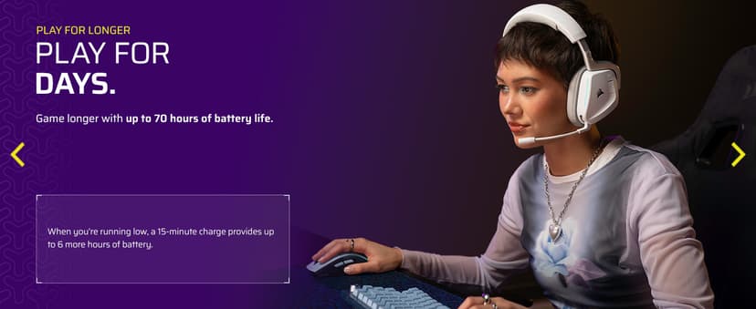 Corsair Void v2 Wireless Gaming Headset with Bluetooth for PC, PS5, PS4, Switch, Mobile – Dolby Atmos, 70 Hr Battery, Dual Wireless, Lightweight, Fast Charging – White