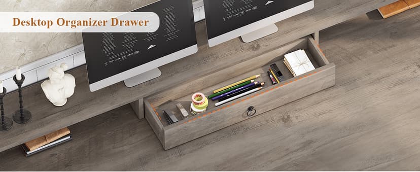 SEDETA Farmhouse 63" Executive Desk, Wood Computer Desk with Drawers and Storage Cabinet, Home Office Desk with File Drawer and Monitor Stand, Wood Desk for Work Study Writing, Grey