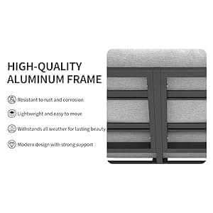 Aluminum Outdoor Furniture with Coffee Table,5 Seats Patio Furniture Set Sectional Waterproof Sofa with Conversation Set Table with Upgrade and Washable Cushion Grey