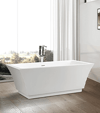 Vanity Art 71" Freestanding Bathtub | Free Standing Tub Stand Alone Tub with Contemporary Design for Soaking and Bathing, Overflow and Pop-up Drain with UPC Certified, Acrylic, VA6517-BN