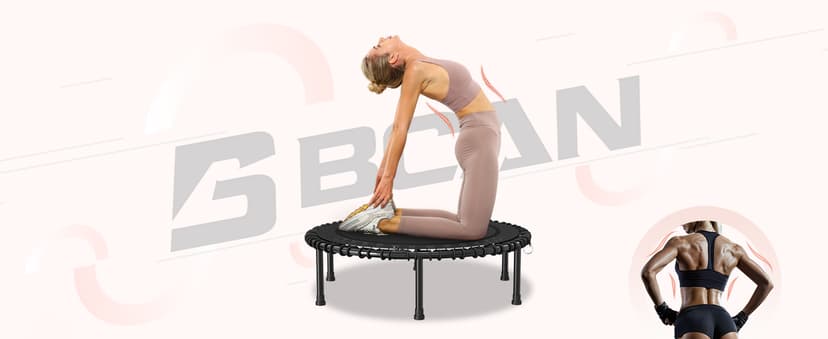 BCAN 450LBS/550LBS Foldable Mini Trampoline, 40"/48" Fitness Trampoline with Durable Bungees, Stable & Quiet Exercise Rebounder for Adults,Great Mini Trampoline for Indoor/Garden Workout - 2