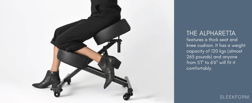Sleekform Ergonomic Kneeling Chair - Adjustable Seat Angle and Height - Ergonomic Posture Kneeling Stool Chairs for Office and Home - Thick Comfortable Cushions, Wheels