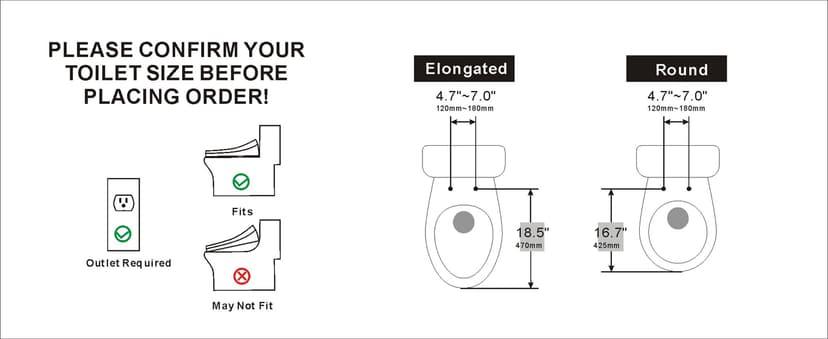 Electric Bidet Toilet Seat Elongated, Heated Toilet Seat, Instant Warm Water, Warm Air Dryer, Rear Feminine and Oscillating Washing, Wireless Remote, Night Light, Slow Close Lid, LED Display