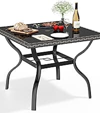 YITAHOME Patio Chairs Set of 4, Outdoor Patio Furniture Dining Chairs, All-Weather Rattan Conversation Chairs with Soft Cushions for Backyard Deck (Light Brown+Black)