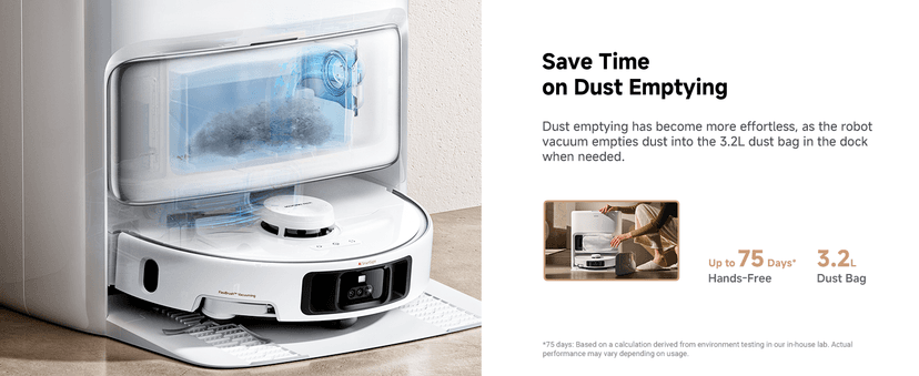 Mova P50 Pro Ultra Robot Vacuum and Mop, 19,000Pa Suction with Anti-Tangle Brush, Removable & Liftable Mop for Carpet & Floor, 167℉ Mop & Washboard Self Drying & Cleaning, Auto Empty & Refill