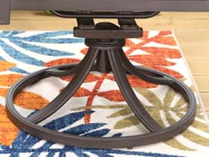 PHI VILLA Cast Aluminum Patio Dining Set for 6 Person, 7 Piece Outdoor Patio Set with 64" x 37" Cast-Top Aluminum Table(2.3" Umbrella Hole), 4 Dining Chairs and 2 Swivel Rockers with Seat Cushions