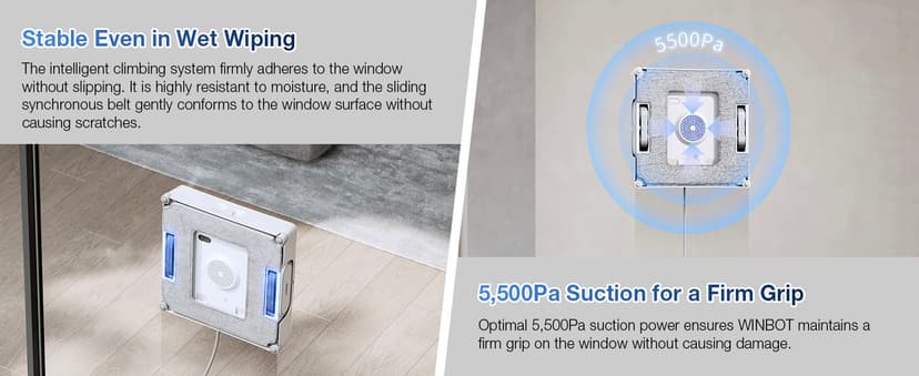 ECOVACS WINBOT W2 PRO Omni Portable Window Cleaning Robot with Multi-Functional Station, Charging While Working, Intelligent Cleaning with Triple Nozzle Water Sprayer, 12-Level Protection