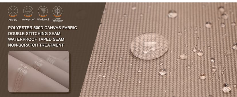 ULTCOVER Rectangular Patio Heavy Duty Table Cover - 600D Tough Canvas Waterproof Outdoor Dining Table and Chairs General Purpose Furniture Cover Size 111L x 74W x 28H inch