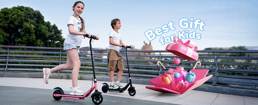 iScooter IK3/IK3Pro Electric Scooter for Kids Aged 6-12, LED Display, 3 Speeds, 3 Heights (IK3Pro), Magnetic Charging, 150W Motor, Colorful Lights