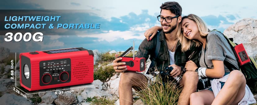 Emergency Weather Radio, 4000mAh NOAA Weather Alert Radio Solar Charging, Hand Crank & USB Charged, AM/FM with LED Flashlight, Reading Lamp, SOS Alarm, Headphone Jack for Outdoor Indoor