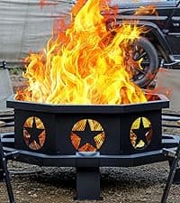 45" H×31''W Metal Chiminea Fire Pit with Grill, Wood Burning Fire Pits for Outside,Square Chimineas Fireplace with Mesh Spark Screen Door& Fire Poker for Garden,Yard,BBQ,Bonfire