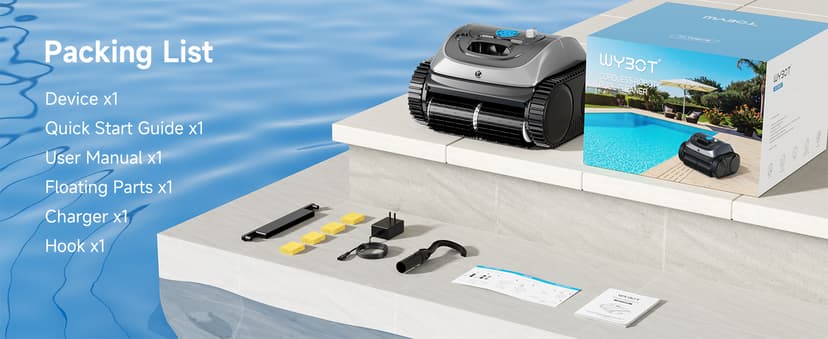 (2025 Upgrade) WYBOT C1 Pool Robot Vacuum for Inground Pools, 4-in-1 Cordless Robotic Pool Cleaner Lasts 150min, Triple-Motor up to 1,614 Sq.ft, Smart APP Support, Auto Wall & Waterline Cleaning