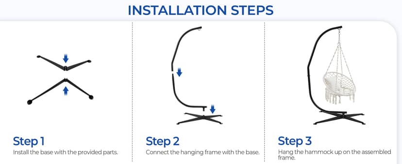 Yaheetech Hammock Chair Stand, C-Stand for Hanging Hammock Chair w/Buckle & S-Shaped Hook - Free Rotation C-Stand Hammock Stand for Hanging Chairs, Swings, Max.Weight Capacity 300Lb
