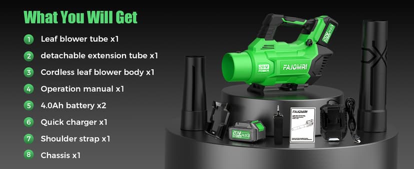 Cordless Leaf Blower – 3-Speed Settings, 580 CFM / 160 MPH Powerful Electric Blower with 2 × 4.0Ah Batteries and Charger, Ideal for Lawn Maintenance, Yard Work, and Garage Cleanup