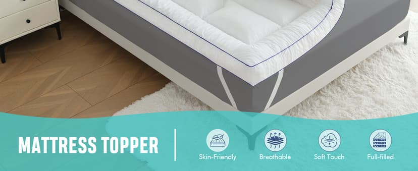 WhatsBedding 4 Inch Memory Foam Mattress Topper King Size, with 3D Bubble Mattress Pad Cover, Soft Quilted 100% Cotton Layer for Back Pain, White(78"x80")