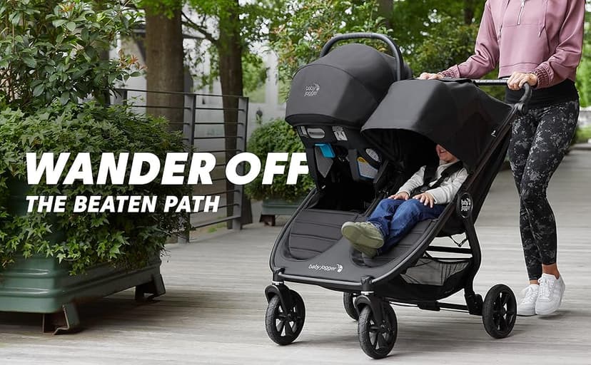 Baby Jogger City Mini GT2 All-Terrain Double Stroller with Forever Air Rubber Tires and All-Wheel Suspension Pike Exclusive Includes Belly Bars Leatherette Handlebar and Premium Fabric