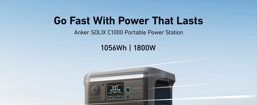 Anker SOLIX C1000 Portable Power Station, 1800W (Peak 2400W) Solar Generator, Full Charge in 58 Min, 1056wh LiFePO4 Battery for Home Backup, Power Outages, and Outdoor Camping (Optional Solar Panel)