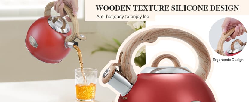 Tea Kettle Stovetops, 2.7 Quart Food Grade Stainless Steel Water kettles for Stove Top Teatop with Anti-hot Ergonomic Handle,Suitable for All Heat Sources