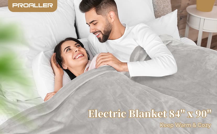 Electric Heated Blanket Queen Size with 6 Levels & 8h Auto Off, Ultra Soft Flannel Full Body Heating Blanket, Machine Washable, Warm Gray, 84" x 90"