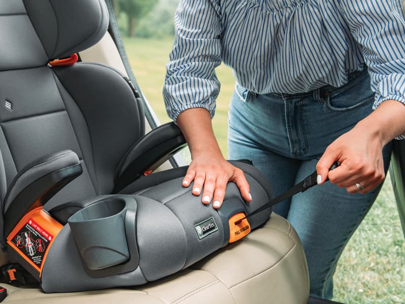 Chicco KidFit ClearTex Plus 2-in-1 Belt-Positioning Booster Car Seat, Backless and High Back Booster Seat, for Children Aged 4 Years and up and 40-100 lbs. | Drift/Grey