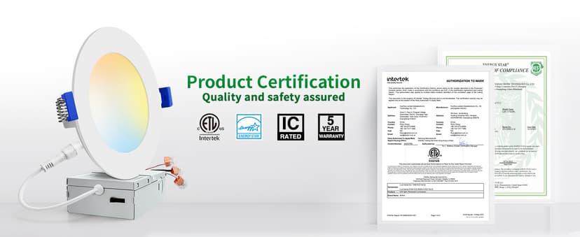 zouzai 24 Pack 6 Inch Ultra-Thin LED Recessed Ceiling Light with Junction Box 5CCT Adjustable Dimmable Can-Killer Downlight - ETL and Energy Star Certified (24 Pack,5CCT, 6 Inch)