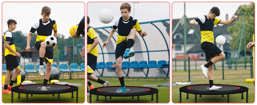 Foldable Mini Trampoline for Adults & Kids 40/48 inch Rebounder Trampoline with Adjustable Foam Bar for Indoor Workout Fitness