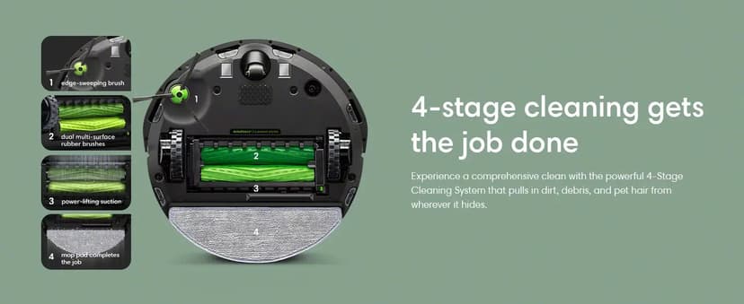 iRobot Roomba Combo j5+ Self-Emptying Robot Vacuum & Mop – Identifies and Avoids Obstacles Like Pet Waste & Cords, Empties Itself for 60 Days, Clean by Room with Smart Mapping, Works with Alexa