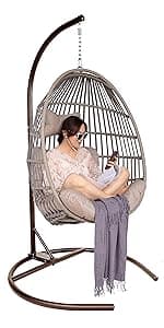 Reinforced Base & Triangular Structure Hammock Stand with 2 Storage Baskets, Swing Stand with 3 Hooks Fit for Most Hanging Chair for Oudoor&Indoor (Stand Only) (Coffee)