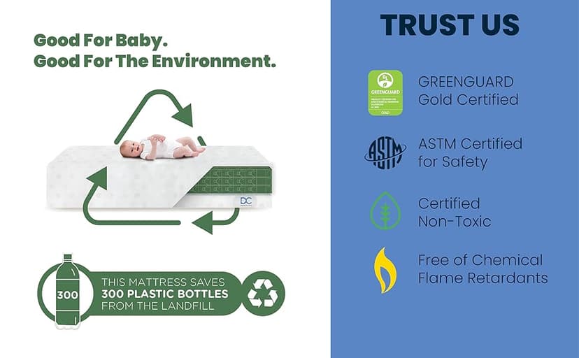 Delta Children Twinkle Galaxy Dual Sided Crib and Toddler Mattress - Premium Sustainably Sourced Fiber Core - Waterproof - GREENGUARD Gold Certified (Non-Toxic) - 7 Year Warranty - Made in USA