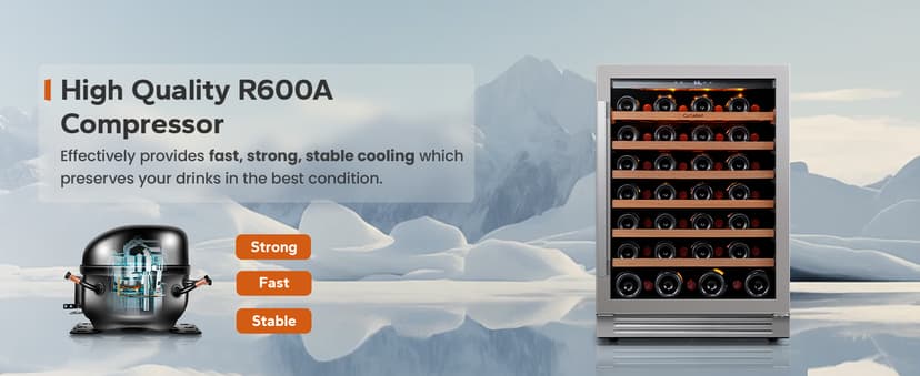 24 Inch Wine Fridge, 54 Bottle Wine Cooler Refrigerator, 40-65°F Wine Refrigerator Glass Door, 3 LED Wine Fridge, Built-in or Freestanding Wine Fridge for Home/Bar/Kitchen (5.65 cu.ft)