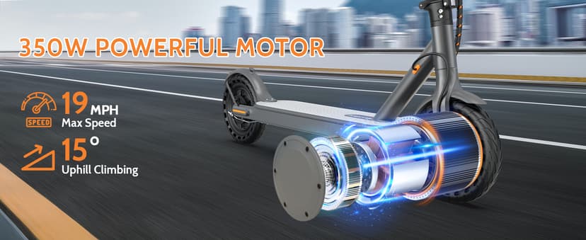 MAXSHOT Electric Scooter Adults & Big Kids, 350W Powerful Motor, Top Speed 16/19MPH, 12/16/19/21Miles Range, 8.5" Solid Tires Folding Commuter Escooter with Dual Suspension for Commuting, APP Control