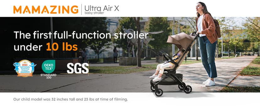 Lightweight Baby Strollers for Airplane, Ultra-Compact Travel Stroller, Light & Strong Portable Toddler Stroller with Carbon Fiber Frame and UPF 50+ Waterproof Fabric, Only 9.9 lbs, Brown