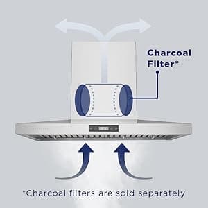 Hauslane 30” Wall Mount Range Hood Low Noise Performance Contemporary Design, Full-Size Handle Professional-Grade Baffle Filters, LED Lamps, Stainless Steel Chef Series WM-540 Ducted or Ductless