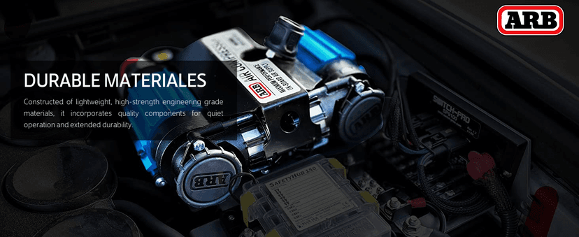 ARB CKMTA12 '12V' On-Board Twin High Performance Air Compressor, Ideal for Air Lockers Locking Differentials, Tire Inflator, Air Horn, Air Tools and Pneumatic Tools.