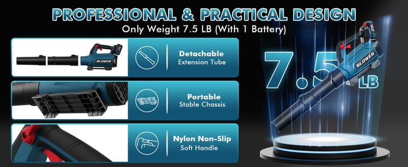 Leaf Blower Cordless (Upgraded) - 630CFM/160MPH, 21V Powerful Electric Cordless Leaf Blower with 2 x 4.0Ah Batteries and Charger, Battery Powered Leaf Blowers for Lawn Care, Patio, Yard, Dust, Snow