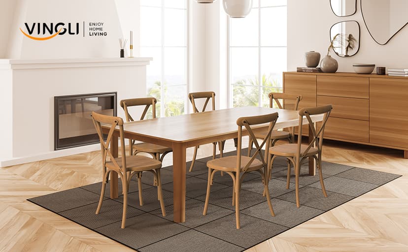 VINGLI Plastic Outdoor Dining Chairs Set of 6, Stackable Patio Farmhouse Brown Dining Chairs with X Back, Waterproof Kitchen & Dining Room Chairs for Indoor-Outdoor, Capacity 400 lbs