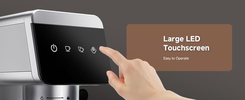 AMZCHEF Espresso Machines with LED Touch screen, Espresso Coffee machine Equip 20Bar Pressure System, Cappuccino Machine, Compact Latte Machine for Home Gifts,Silver