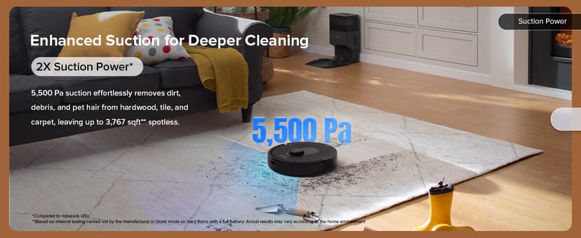 roborock Q5 Max+ Robot Vacuum with Self-Empty Dock, Upgraded from Q5+, 5500 Pa Suction, DuoRoller Brush, Hands-Free Cleaning for up to 7 Weeks, PreciSense LiDAR Navigation, App & Voice Control