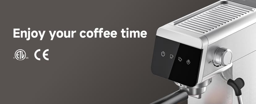 AMZCHEF Espresso Machines with LED Touch screen, Espresso Coffee machine Equip 20Bar Pressure System, Cappuccino Machine, Compact Latte Machine for Home Gifts,Silver