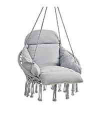 SONGMICS Hanging Chair, Hammock Chair with Large, Thick Cushion, Boho Swing Chair for Bedroom, Patio, Balcony, Garden, Holds up to 264 lb, Accessories Included, Cream White UGDC042M01