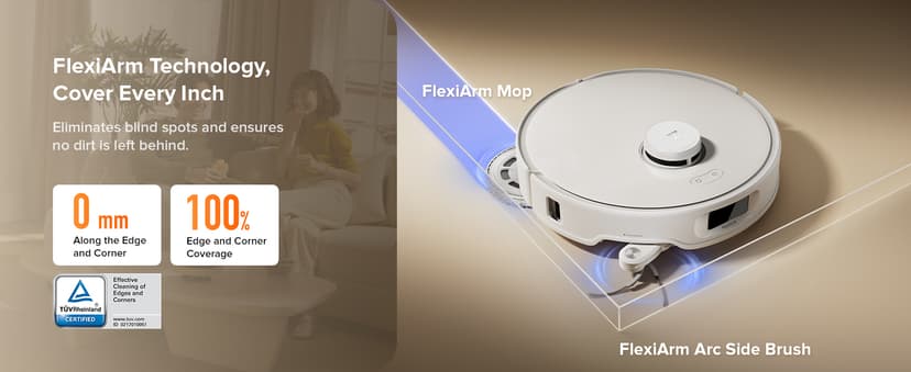 roborock Qrevo Curv S5X Robot Vacuum and Mop, 17000Pa Suction, Zero-Tangling Design, FlexiArm Side Brush, Smart Obstacle Avoidance, Self-Washing & Drying & Emptying for Carpet, Pet Hair, Hard Floor