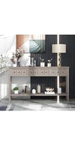 Solid Wood Console Table Entryway Table with Storage Drawers and Bottom Shelf Sofa Table for Entry Hallway Foyer Sofa Couch Table,Fully Assembled (48.8" Brown)