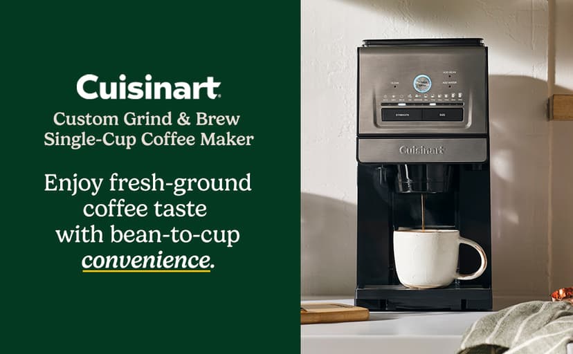 Cuisinart Coffee Maker, Custom Grind and Brew Single Cup Coffee Maker, 6 Cup Sizes, Built-in Stainless Steel Burr Mill, Adjustable Strength, Grind Control and Over Ice Feature, Easy Cleaning, DGB-30